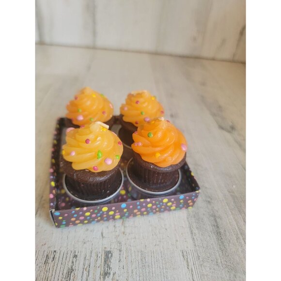 Orange icing cupcake bakery candle set Home decor - Picture 3 of 7